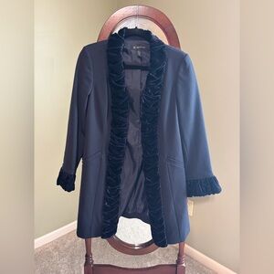 INC International Concepts Navy Blazer with Velvet Trim